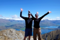 Actually, really happy at the top Celebrating Mt Roy Ascent